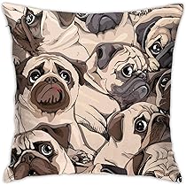 犬の顔　『パグ』クッションカバー Amazon.co.jp: DADABULIU パグ犬 クッションカバー 45×45cm 抱き枕